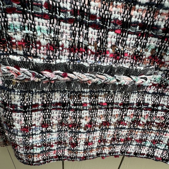 Talbots Adele Tweed lady jacket Blazer Collarless EUC Size 12 - Picture 6 of 12